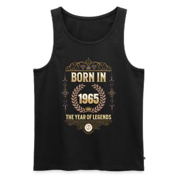 Born in 1965 – The Year of Legends Gift Idea - Men's Premium Organic Tank Top - black - Front - AI Model Male 178 light (178cm)