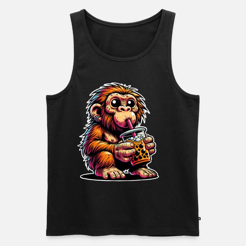 Neanderthal Bubble Tea - Men's Premium Organic Tank Top - black