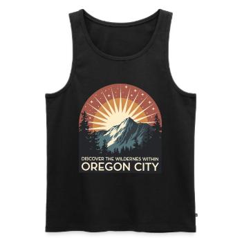 Découvrez la nature sauvage d’Oregon City - Débardeur bio Premium Homme - noir - Devant - AI Model Male 178 light (178cm)