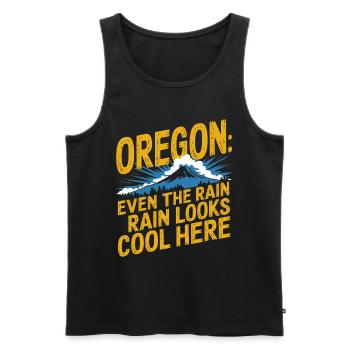 Oregon: Even the rain looks cool here - Men's Premium Organic Tank Top - black - Front - Michal (187cm)