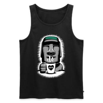 Easter Island Coffee Moai Heart Mug - Men's Premium Organic Tank Top - black - Front - AI Model Male 178 light (178cm)