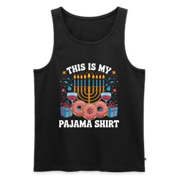 This is my pajama shirt Hanukkah candlestick design - Men's Premium Organic Tank Top - black - Front - AI Model Male 178 light (178cm)