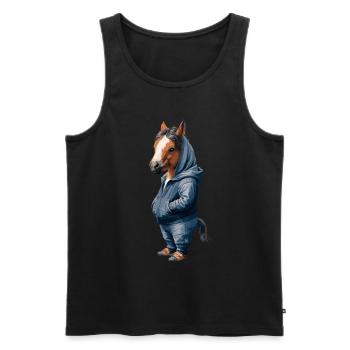 Drôle Cheval Street Art Sweat à capuche Look Cool Urbain - Débardeur bio Premium Homme - noir - Devant - Michal (187cm)