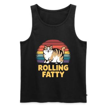 Rolling Fatty Cat Animal Funny Cat - Men's Premium Organic Tank Top - black - Front - AI Model Male 178 light (178cm)