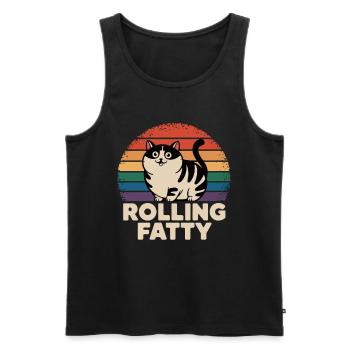 Rolling Fatty Cat Animal Funny Cat - Men's Premium Organic Tank Top - black - Front - AI Model Male 178 light (178cm)