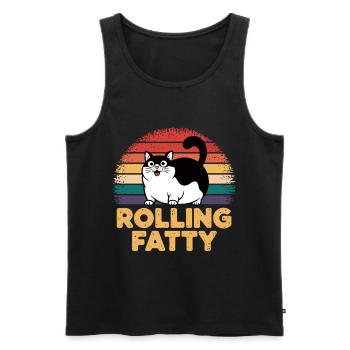 Rolling Fatty Cat Animal Funny Cat - Men's Premium Organic Tank Top - black - Front - AI Model Male 178 light (178cm)