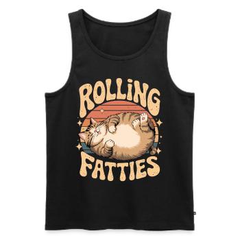 Rolling Fatty Cat Animal Funny Cat - Men's Premium Organic Tank Top - black - Front - AI Model Male 178 light (178cm)