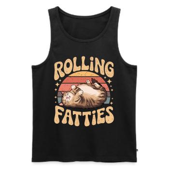Rolling Fatty Cat Animal Funny Cat - Men's Premium Organic Tank Top - black - Front - AI Model Male 178 light (178cm)