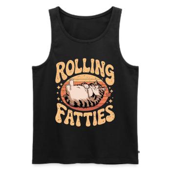 Rolling Fatty Katze Tier Lustige Katze - Männer Premium Bio Tank Top - Schwarz - Vorne - AI Model Male 178 light (178cm)