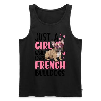 Juste une fille qui aime les bouledogues français - Débardeur bio Premium Homme - noir - Devant - Michal (187cm)