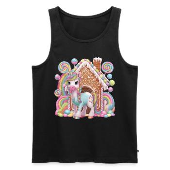 Süßigkeiten Einhorn und Lebkuchenhaus Magie - Männer Premium Bio Tank Top - Schwarz - Vorne - Michal (187cm)