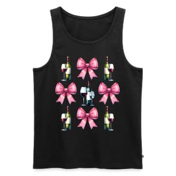 Coquette Bow Wine Drinker Pink - Men's Premium Organic Tank Top - black - Front - Michal (187cm)