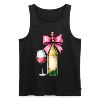 Coquette Bow Buveur de Vin Rose - Débardeur bio Premium Homme - noir - Devant - AI Model Male 178 light (178cm)