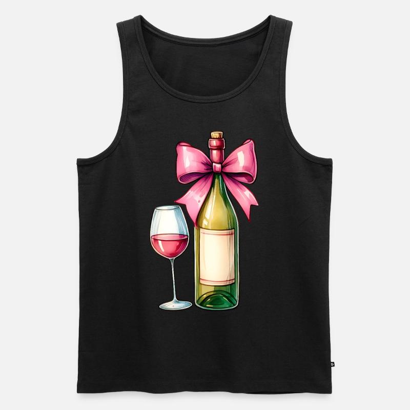 Coquette Bow Weintrinker Rosa - Männer Premium Bio Tank Top - Schwarz