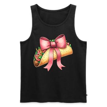 Coquette Bow Tacos Cuisine Mexicaine Ruban Rose - Débardeur bio Premium Homme - noir - Devant - AI Model Male 178 light (178cm)
