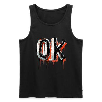 Expressive Ok Graffiti Design in White and - Men's Premium Organic Tank Top - black - Front - Michal (187cm)