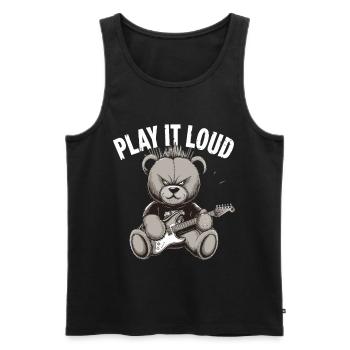 Heavy Metal Bär, Spiel Es Laut: Musikliebhaber - Männer Premium Bio Tank Top - Schwarz - Vorne - AI Model Male 178 light (178cm)