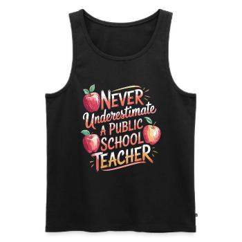 Never underestimate a teacher at the - Men's Premium Organic Tank Top - black - Front - AI Model Male 178 light (178cm)