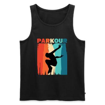 Parkour - Männer Premium Bio Tank Top - Schwarz - Vorne - AI Model Male 178 light (178cm)