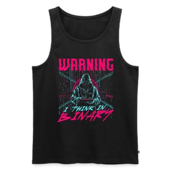 Computer Scientist Warning I Think In Binary - Men's Premium Organic Tank Top - black - Front - Michal (187cm)