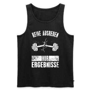 Pas d’excuses, seulement des résultats Tenue de fitness - Débardeur bio Premium Homme - noir - Devant - AI Model Male 178 light (178cm)