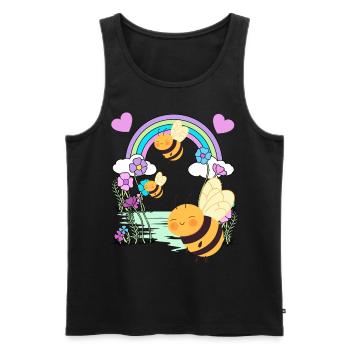 Enfants Enfant Arc-en-ciel Insecte Insecte Bébé - Débardeur bio Premium Homme - noir - Devant - AI Model Male 178 light (178cm)