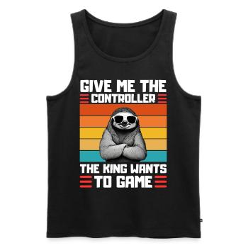 Lustiges Faultier Gaming Design Zocken - Männer Premium Bio Tank Top - Schwarz - Vorne - AI Model Male 178 light (178cm)