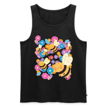 Abeille Abeilles Fleur Fleurs Été Enfants - Débardeur bio Premium Homme - noir - Devant - Michal (187cm)