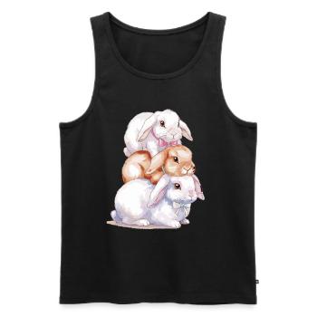 Cute Rabbit Stack for Rabbit Lovers - Men's Premium Organic Tank Top - black - Front - AI Model Male 178 light (178cm)