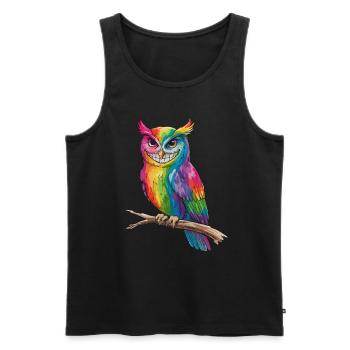 Colorful LGBTQ Owl With Pride - Men's Premium Organic Tank Top - black - Front - Michal (187cm)