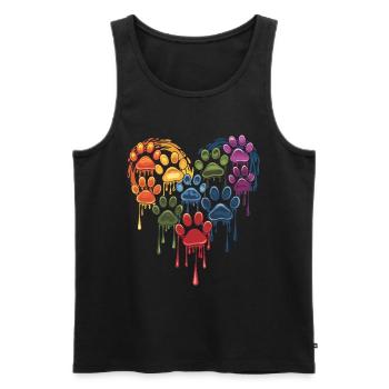 Coeur de pattes colorées pour les propriétaires de chiens - Débardeur bio Premium Homme - noir - Devant - Michal (187cm)