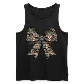 Coquette Bow Deer Hunting Hunter Camouflage Ribbon - Men's Premium Organic Tank Top - black - Front - Michal (187cm)