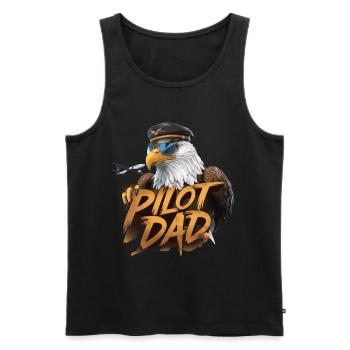 Pilot Dad Adler Fliegende Stärke und Stolz - Männer Premium Bio Tank Top - Schwarz - Vorne - AI Model Male 178 light (178cm)