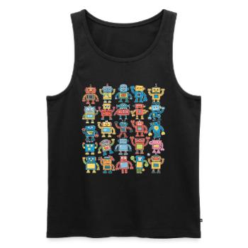 Bunte Roboter Für Kinder - Lustige Illustrationen - Männer Premium Bio Tank Top - Schwarz - Vorne - AI Model Male 178 light (178cm)