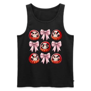 Coquette Bow Daruma Doll Japan Pink Bow - Men's Premium Organic Tank Top - black - Front - AI Model Male 178 light (178cm)