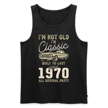 Geboren 1970 Geburtstag Oldtimer - Männer Premium Bio Tank Top - Schwarz - Vorne - Michal (187cm)