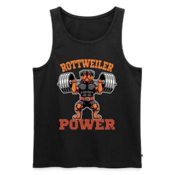 Rottweiler Power : Chien puissant pour la salle de sport et la salle de sport - Débardeur bio Premium Homme - noir - Devant - AI Model Male 178 light (178cm)
