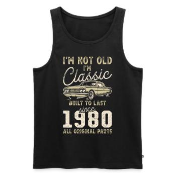 Né en 1980 Anniversaire Voiture classique - Débardeur bio Premium Homme - noir - Devant - Michal (187cm)