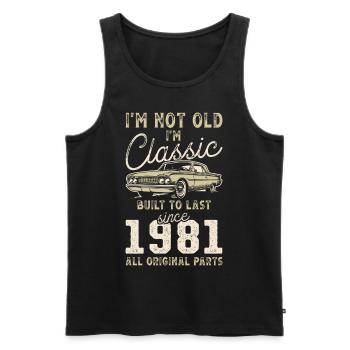 Born 1981 Birthday Classic Car - Men's Premium Organic Tank Top - black - Front - AI Model Male 178 light (178cm)