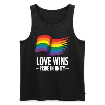 Love Wins Pride Outfit – Rainbow LGBTQ+ Design - Men's Premium Organic Tank Top - black - Front - Michal (187cm)