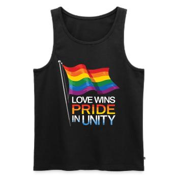 Love Wins Pride Outfit – Rainbow LGBTQ+ Design - Men's Premium Organic Tank Top - black - Front - Michal (187cm)