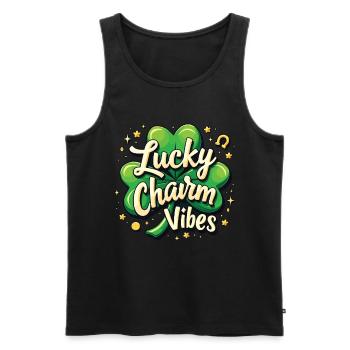 Lucky Charm Vibes Lucky Clover Lucky Positive - Men's Premium Organic Tank Top - black - Front - AI Model Male 178 light (178cm)
