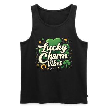 Lucky Charm Vibes Lucky Clover Lucky Positive - Men's Premium Organic Tank Top - black - Front - AI Model Male 178 light (178cm)
