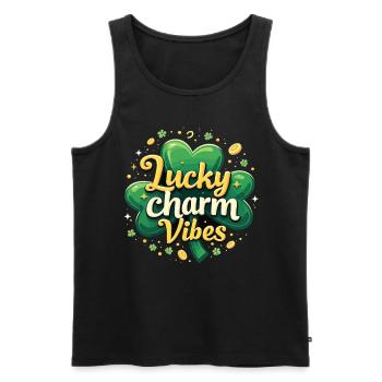 Lucky Charm Vibes Lucky Clover Lucky Positive - Men's Premium Organic Tank Top - black - Front - AI Model Male 178 light (178cm)