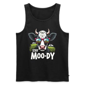 Stay Moo-dy Lustiges Kuh Tierliebhaber Bauernhof - Männer Premium Bio Tank Top - Schwarz - Vorne - AI Model Male 178 light (178cm)