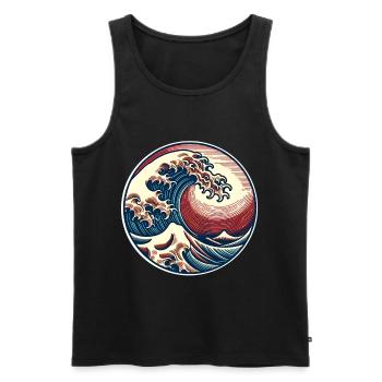 Wave - Men's Premium Organic Tank Top - black - Front - AI Model Male 178 light (178cm)