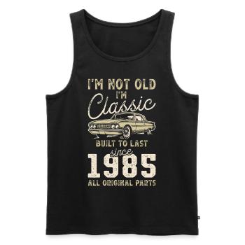 Né en 1985 Anniversaire Voiture classique - Débardeur bio Premium Homme - noir - Devant - Michal (187cm)