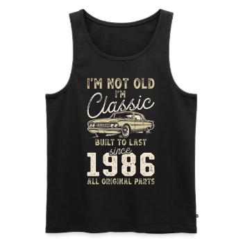 Né en 1986 Anniversaire Voiture classique - Débardeur bio Premium Homme - noir - Devant - Michal (187cm)