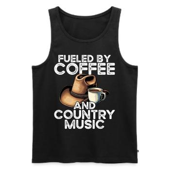 Alimenté par le café et la musique country - Débardeur bio Premium Homme - noir - Devant - Michal (187cm)
