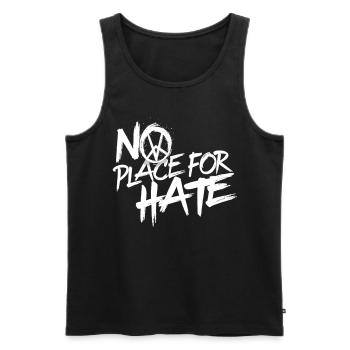 No Place for Hate Friedensbotschaft gegen Hass - Männer Premium Bio Tank Top - Schwarz - Vorne - AI Model Male 178 light (178cm)